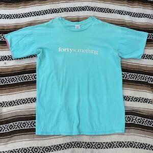 Vintage 90's Heartland Forty Something Mint Green Pink Long Tee Shirt Sz OSFA